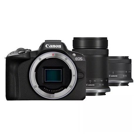 Canon EOS | R50 | RF-S 18-45mm F4.5-6.3 IS STM lens, 55-210mm F5.0-7.1 IS STM lens | Black